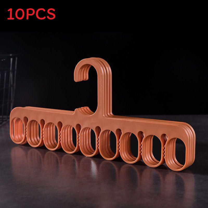 Tenpiece Plastic Tie Hanger Set With Adjustable Cross Design For Closet Use