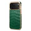 DENIOR For iPhone 17 Pro Max Case Genuine Cow Leather Crocodile Texture Electroplating Phone Cover