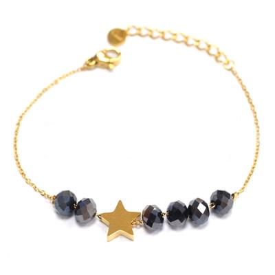 [Q5035] - Bracelet créateur Acier 'Une Etoile est Née' noir doré - 35x9 mm