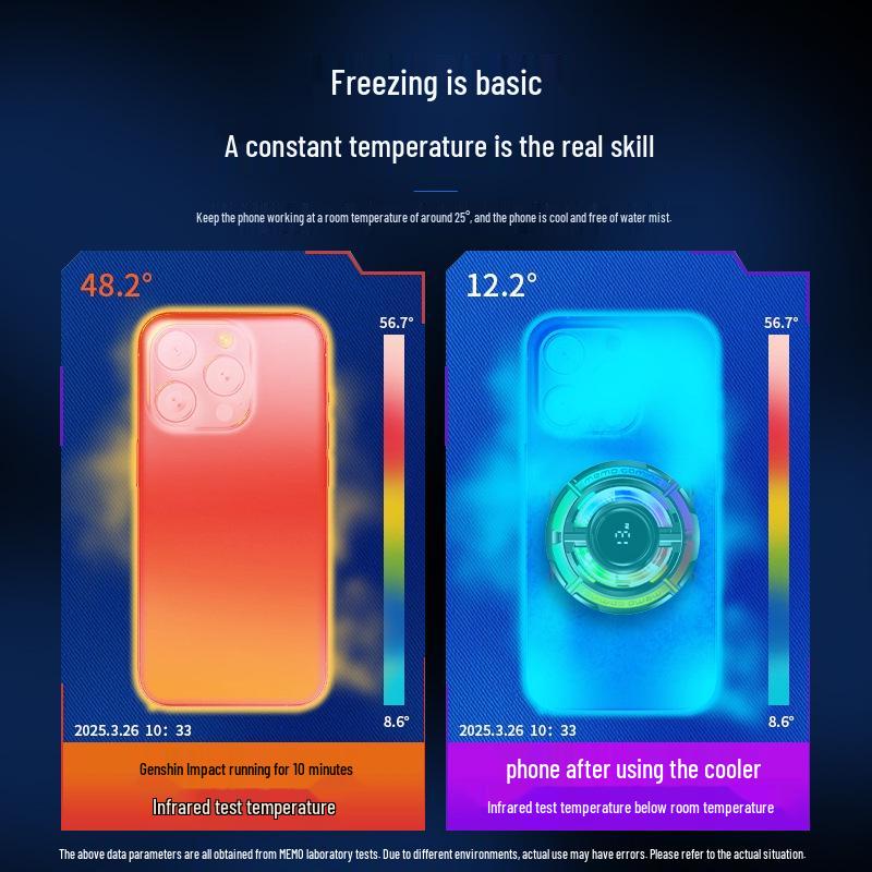 MEMO CX15: AI-Controlled Magnetic Wireless Phone Cooler with Dual-Use, Colorful Version & Light Toggle