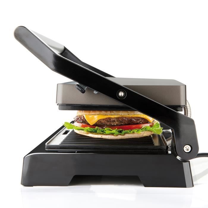 BLACK+DECKER BXGR1000E Sandwich Maker 1000W, Plates 23x14.5cm, Cool-touch Handle, Self-adjusting Top Plate