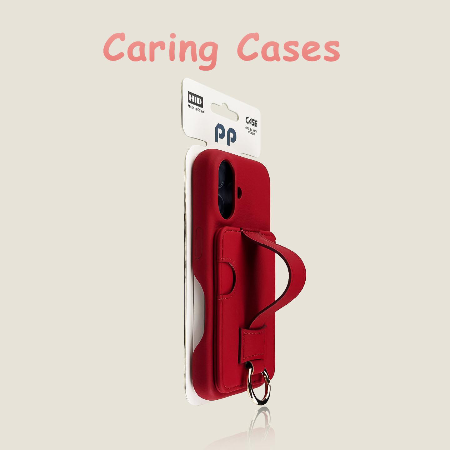 For iPhone 17 Pro Max Case Red Lychee Leather Card Slot Wrist Strap Compatible with iPhone 16 15 14 13 iPhone 16 Pro