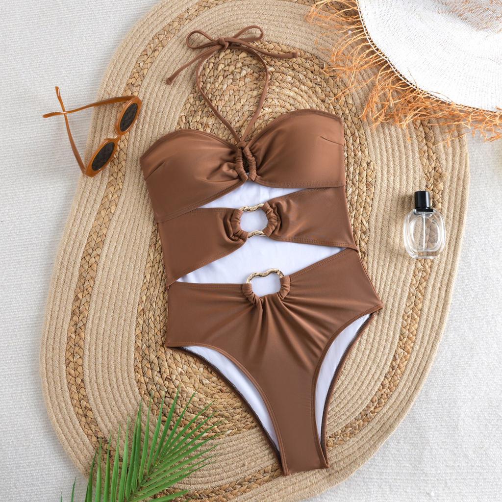 Damen Einteiliger Bikini Badeanzug, Sportliche Bademode