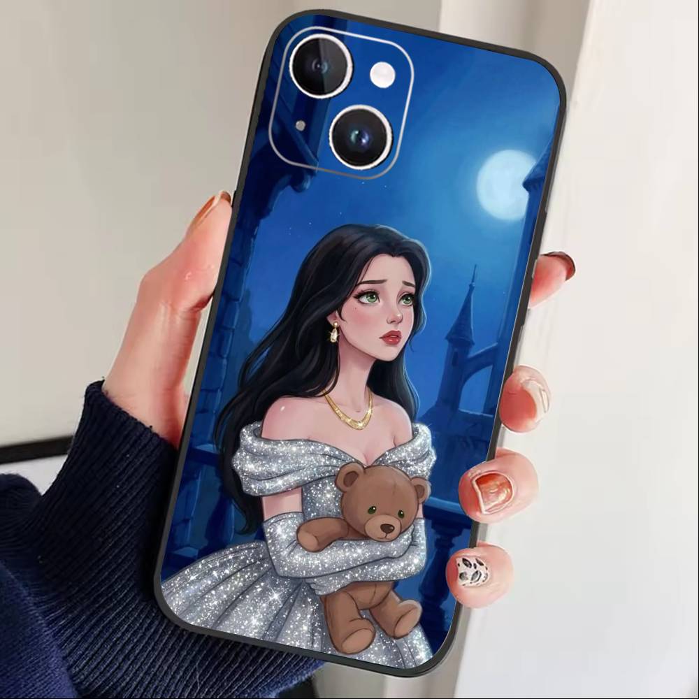 T-Rapunzel Princess Phone Case For iPhone 17 16 15 14 13 12 Max Plus Silicone Black Cover