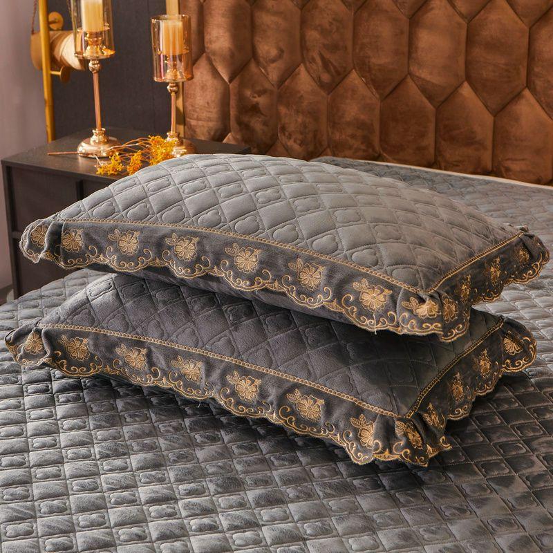 

2 шт., очень толстая теплая флисовая наволочка с хрустальной бархатной подкладкой, короткая плюшевая одинарная двойная осенне-зимняя наволочка 2PC 48*74CM