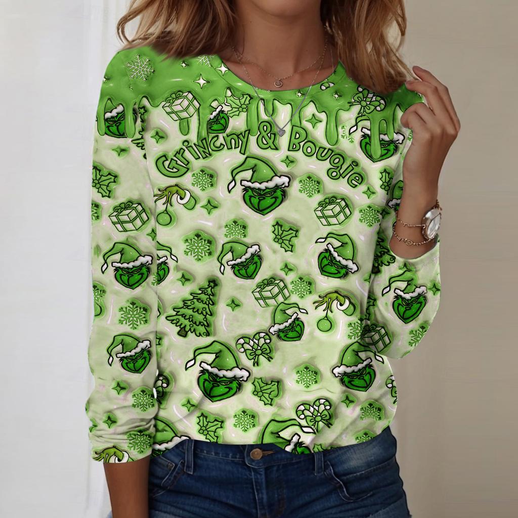 Košile s dlouhým rukávem pro ženy Roztomilý potisk Grafika Trička Halenky Běžné Velikosti Zásadní topy Pulovr