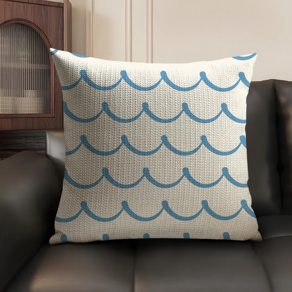 Cushion Cover Colorful Waves Breathable Linen Organic Fabric DoubleSided Printing Sofa Pillow Case Home Decor