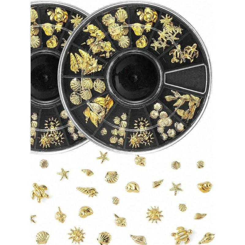 Ozean-Thema Metallnieten Strasssteine Nagel Schmuck Füllungen Anhänger Stern Muschel 3D Nagelkunst Dekoration DIY Zubehör Nagelkunst Zubehör