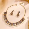 Ethnic Style Oil Drop Necklace And Earring Fashionable Clavicle Chain Vintage Jewelry Set  Birthday