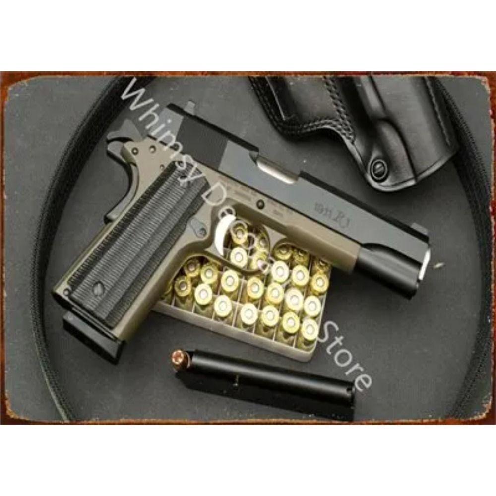 Retro Pistol Tin Sign Metal Wall Art for Home Bar Club Decor