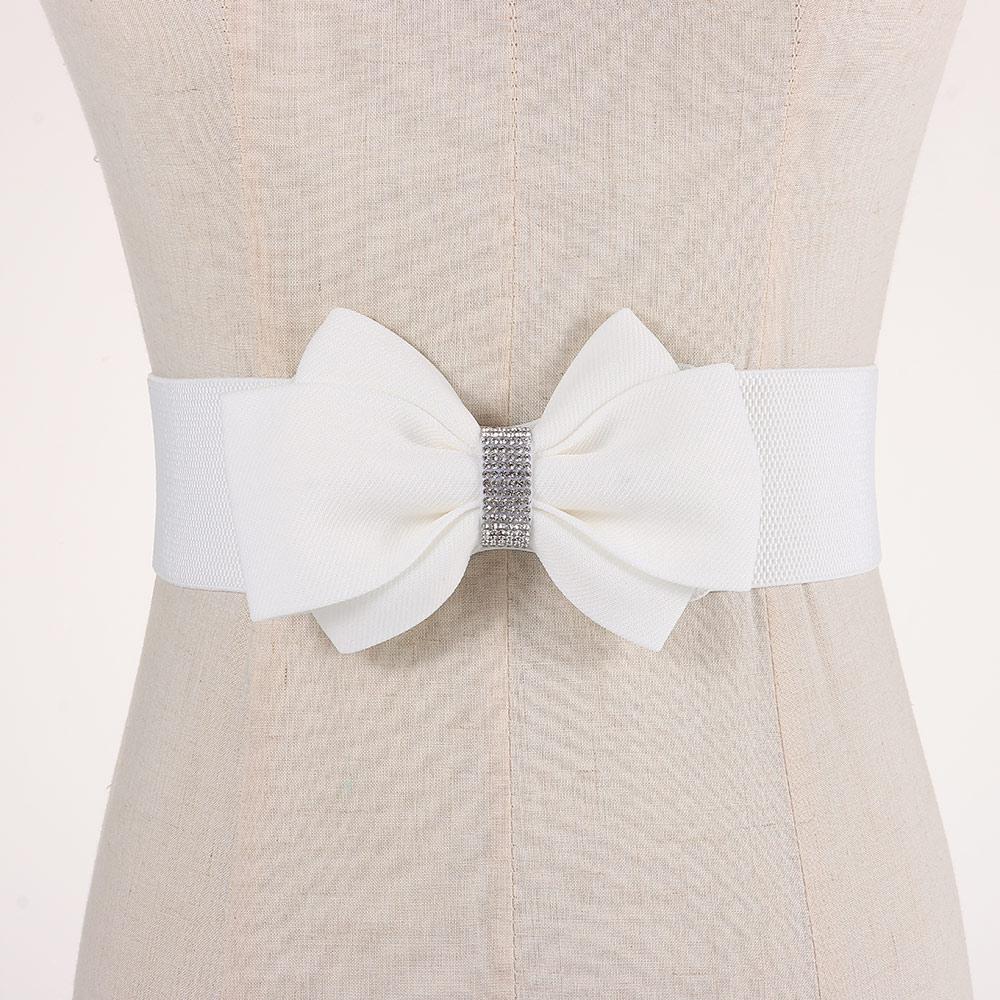 Adjustable Buckle Women's Elastic Wide Belt Plus Size Bowknot Waistband  for Dress Jeans