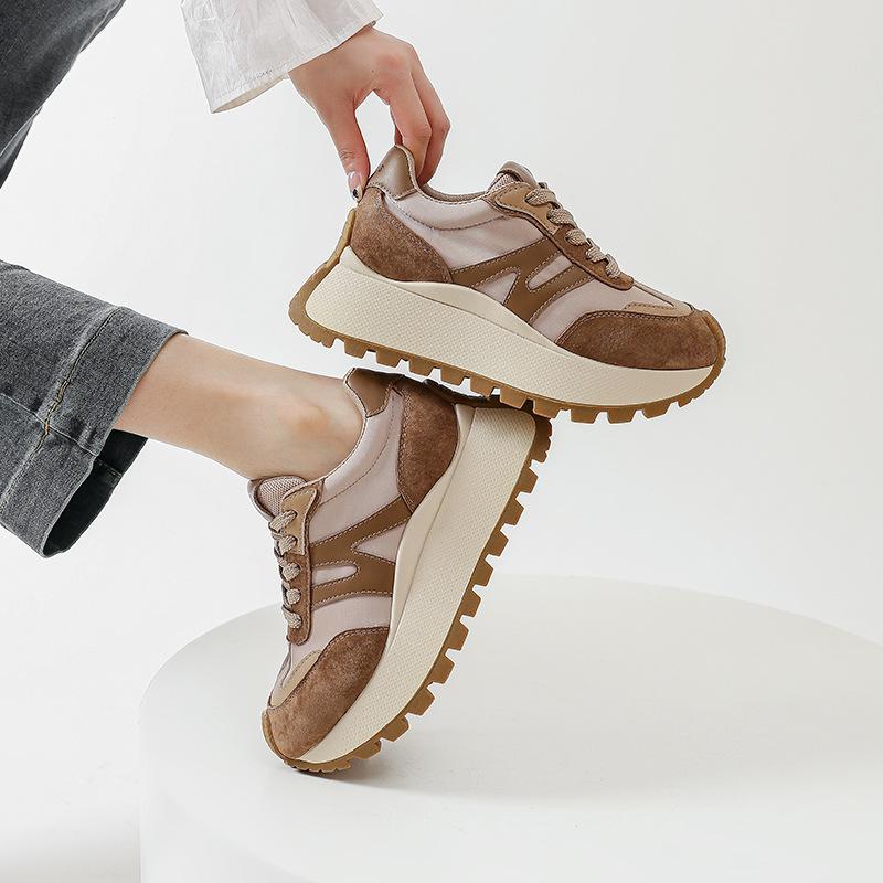 Platform-soled Retro New Waffle Sneakers Spring Heightening Ins Korean Version Casual Versatile Maillard Shoes Women