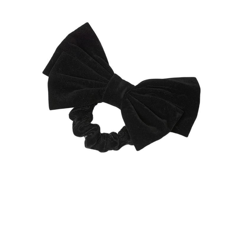 Burgundy Velvet Bow Hair Tie – High-End Women's Hair Accessory for Autumn/Winter 2023