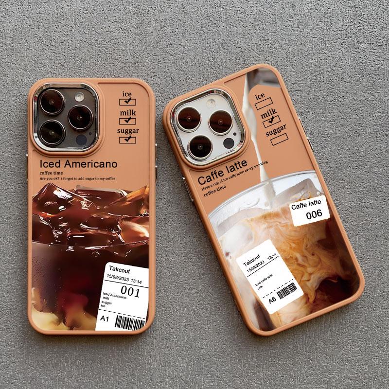 Brown Ice Latte American Coffee Phone Case for Iphone 12 11 14 13 15 16 Pro Max Mini X XR XS 7 8 Plus SE2 Shockproof Print Cover
