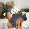 Large size women's shoes slope heel thick sole retro fish mouth women's sandals hollow casual women's sandals