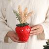 Cute Strawberry Ceramic Vase Ins Style Simulation Strawberry Ornaments  Office