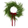 Artificial Norfolk & Cedar Christmas Wreath With Velvet Bow – Real Faux Holiday Front Door Decoration For Indoor Outdoor Use