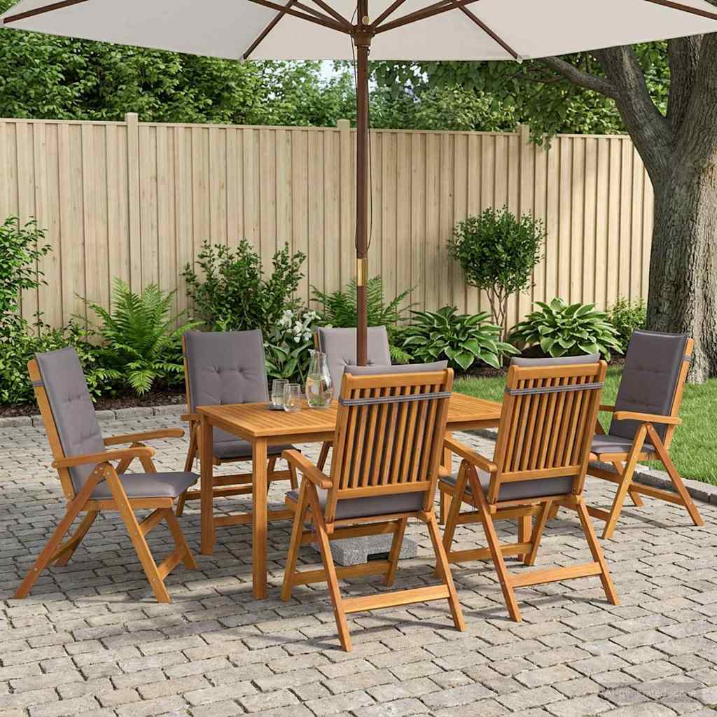 Garden Dining Set 6 Seater Natural Solid Acacia Wood