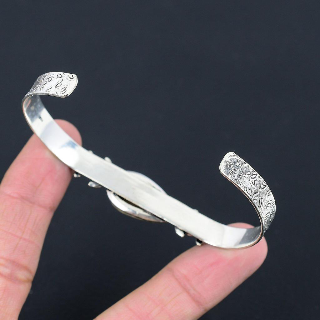 Sisters Day Deal Natural Imperial Jasper Flower Mother Bangle Sterling Silver