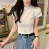 Women Slim Fit T-shirt O-neck Short Sleeve Pullover Tops Solid Color Stretchy Soft Tee Shirt Streetwear