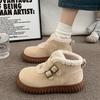 Snow boots women's winter 2025 new British wind piled thickened warm fur integrated thick-soled fluffy cotton shoes