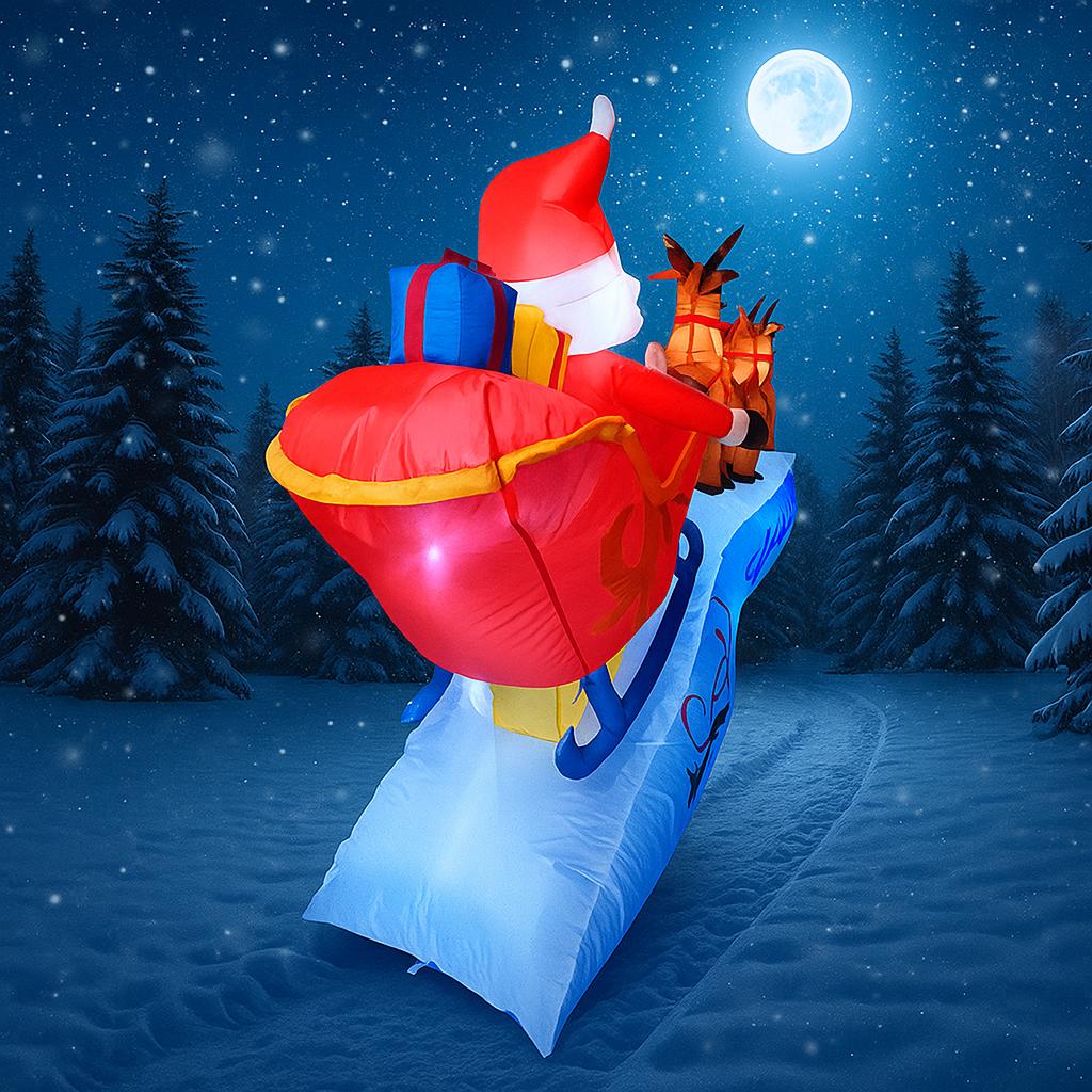 11.8FT Christmas Holiday Inflatable Yard Decor Santa Sleigh Reindeer Toy Xmas Christma Home Decor Ornaments Supplies Gifts Decor