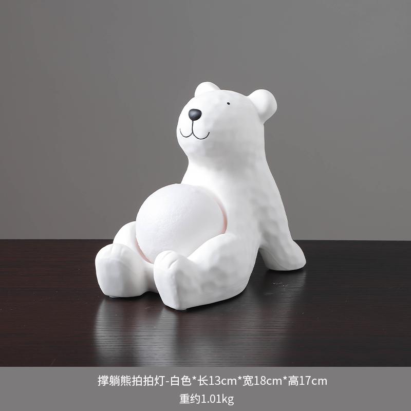 White Statuettes Resin Polar Bear Animal Ornament Sculpture Electroplating Decoration for Living Room Wine Cabinet Figurines