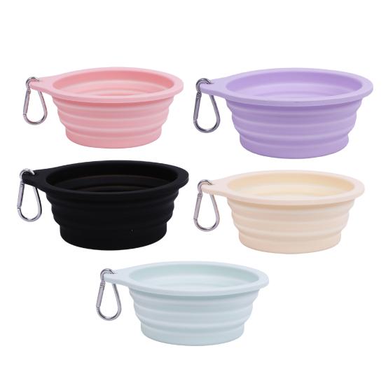 Faltbare Haustiernapf Silikon Zusammenklappbarer Hundenapf Futter-Wassernapf Tragbarer Haustiernapf mit Karabiner für Hunde und Katzen Outdoor-Spaziergänge Camping