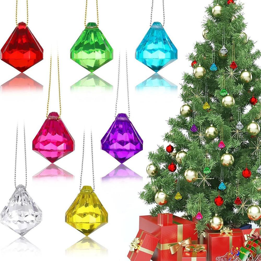 60pcs Multicolor Hanging Pendant Transparent Hanging Decorations  Holiday Decorating
