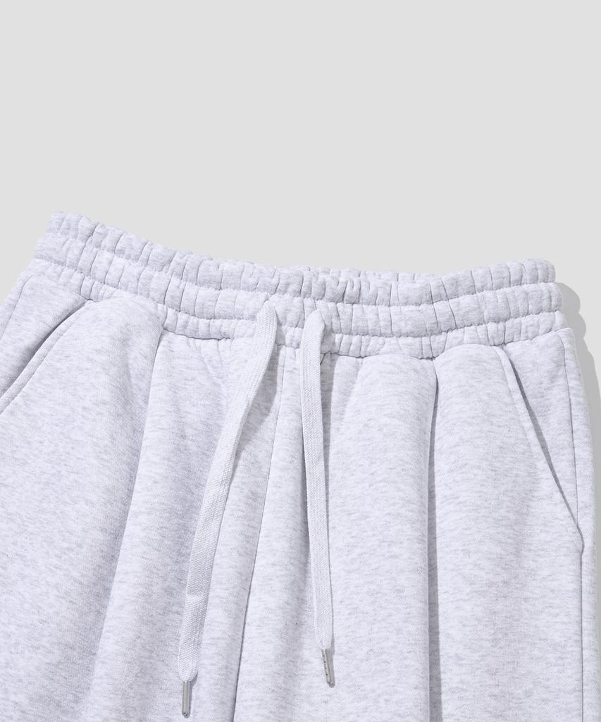 AGOD (Fleece-Lined) Single-Pleat Wide Sweatpants [White Melange]