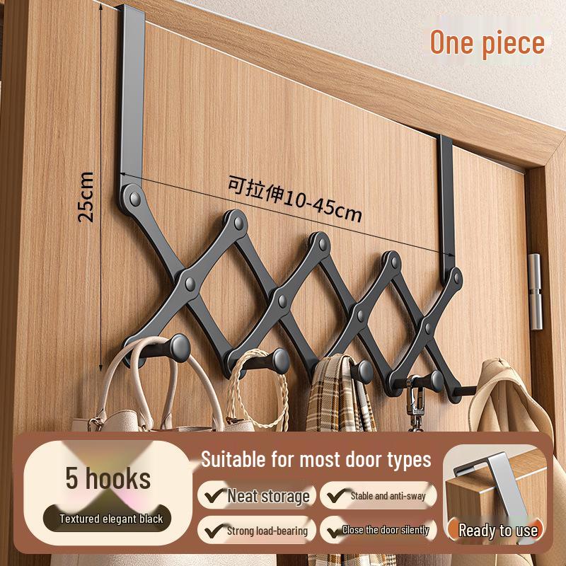 Door-Mounted Foldable Bag & Coat Rack with Stainless Steel Hooks