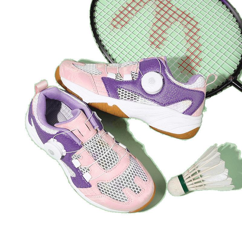 Summer single net children's badminton shoes rotating buckle breathable wear-resistant training shoes boys and girls lace-up sports shoes