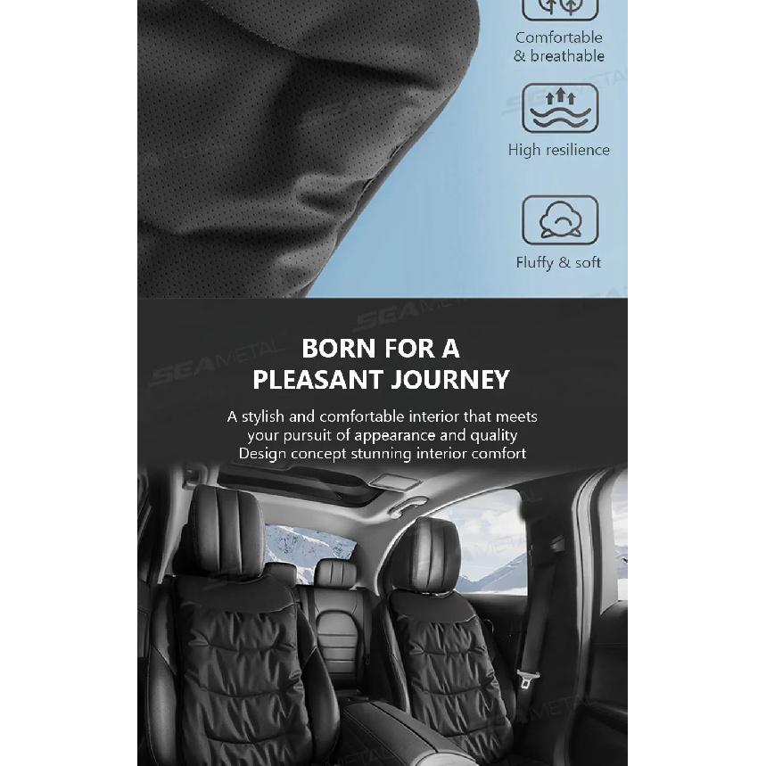 SEAMETAL Leatherette Car Seat Cushion Seat Cover Front/Backrest Breathable Seat Protector Mat Pad for Car Interior Accessories
