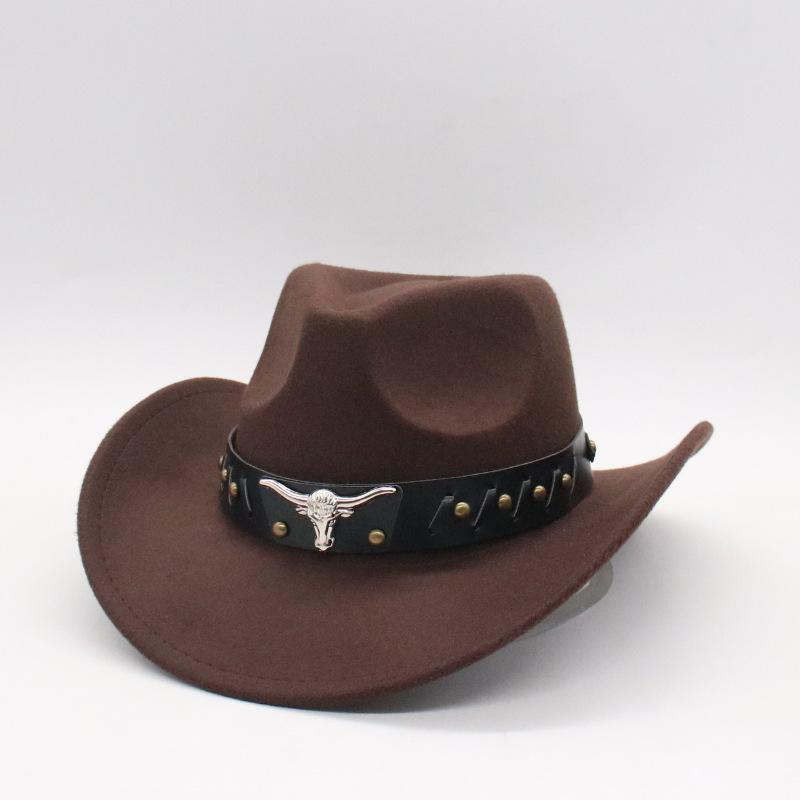 Western Cowboy Hat Woolen Top Hat Big Eave Hat Minority Style Jazz Hat