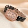 Vintage Watches for Women Sparkly Zircons Crystals Wrist Watch Water Resistant Leather Strap Quartz Watches Roman Retro Relojes