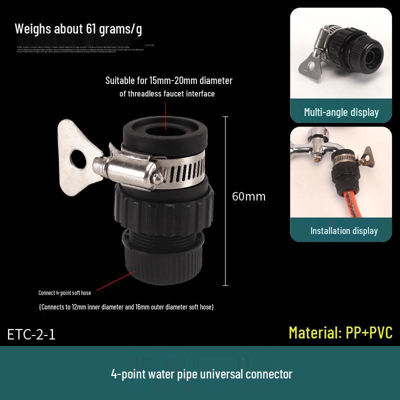 Quick-Connect Universal Faucet to 4/6 Point Washer Inlet Converter