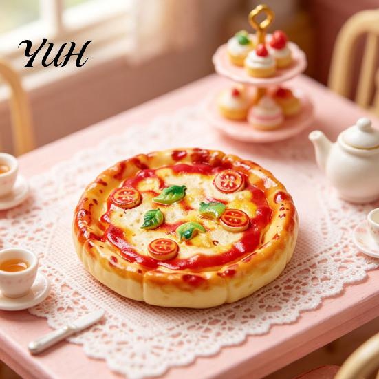 Handmade Jewelry Making Components 2Pcs Mini Resin Pizza Ornaments, Realistic Miniatures, Tiny Small Knick Knacks Food Ornaments for DIY Craft