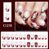 Festive French Styles False Nail With Sparkling Snowflakes 24Pc ABS Fake Nail Easy Application for Festive Party
