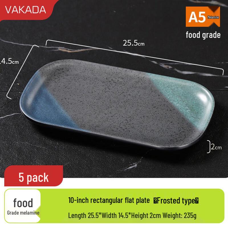 VAKADA Melamine Rectangular Serving Plates, 5-Pack