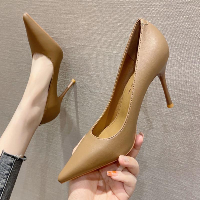

6-Осенне-зимние туфли-лодочки на тонком каблуке с острым носком женские туфли на высоком каблуке профессиональные для работы туфли на высоком каблуке женская обувь для работы 40 коричневый
