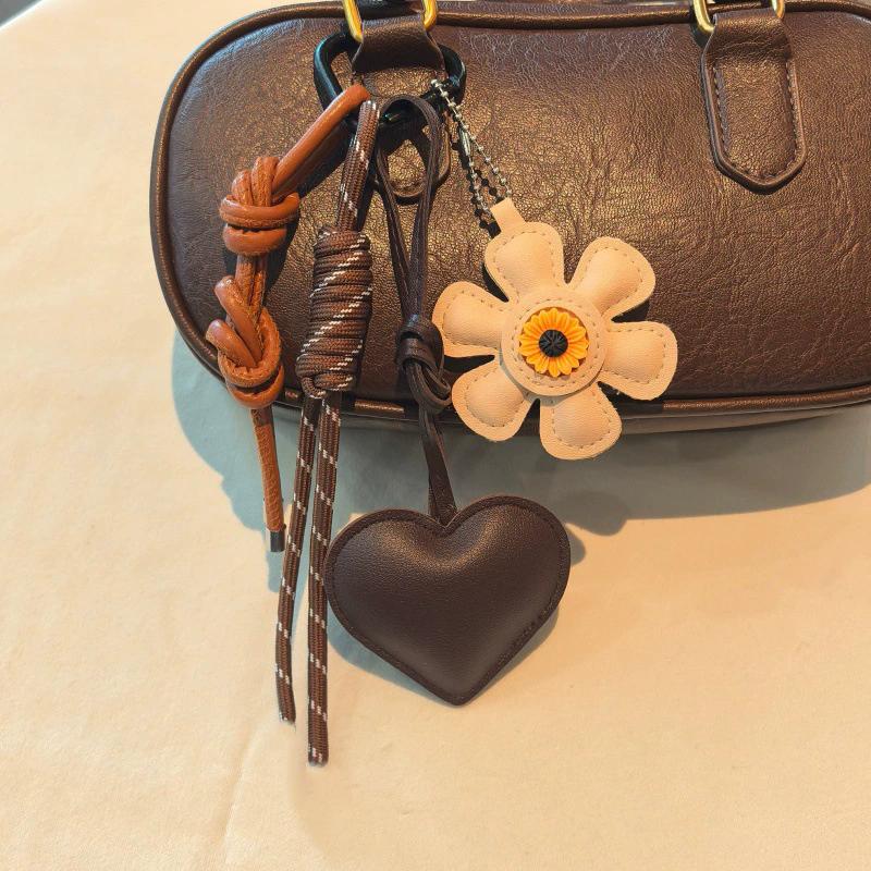 Bag Charm PU Leather Flower Bag Charm-Stylish PU Leather Charm 5 Classic Colors Bag Accessory for Handbags, Gifts