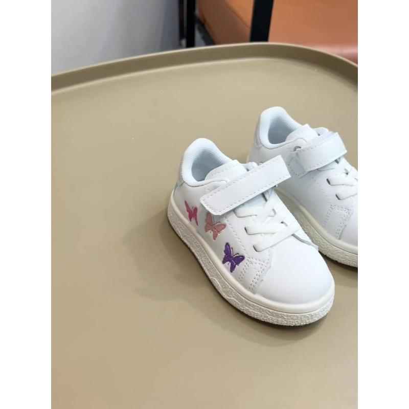 [Slip-Resistant | Comfortable] Slip-Resistant, Comfortable Youngsters' Butterfly Sneakers - Lace-Up Casual Shoes with Closure, White Low-Top Design