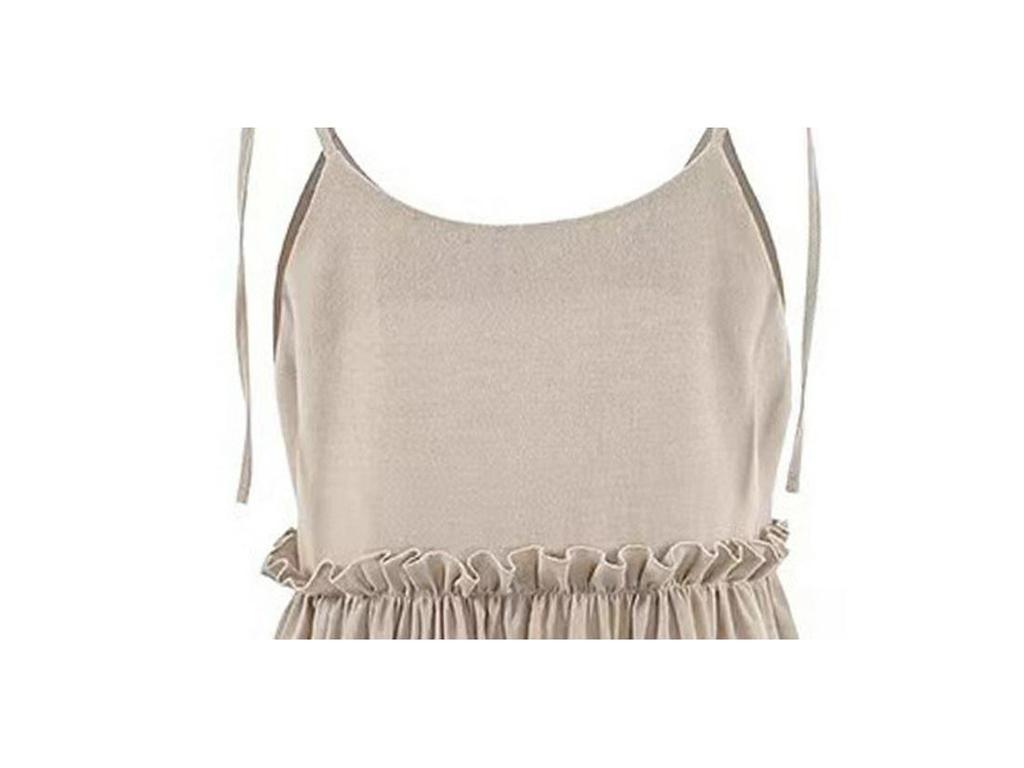 2025 Summer Cotton Linen Spaghetti Strap Dress - Women's Backless Sexy Urban European & American High-end Style.