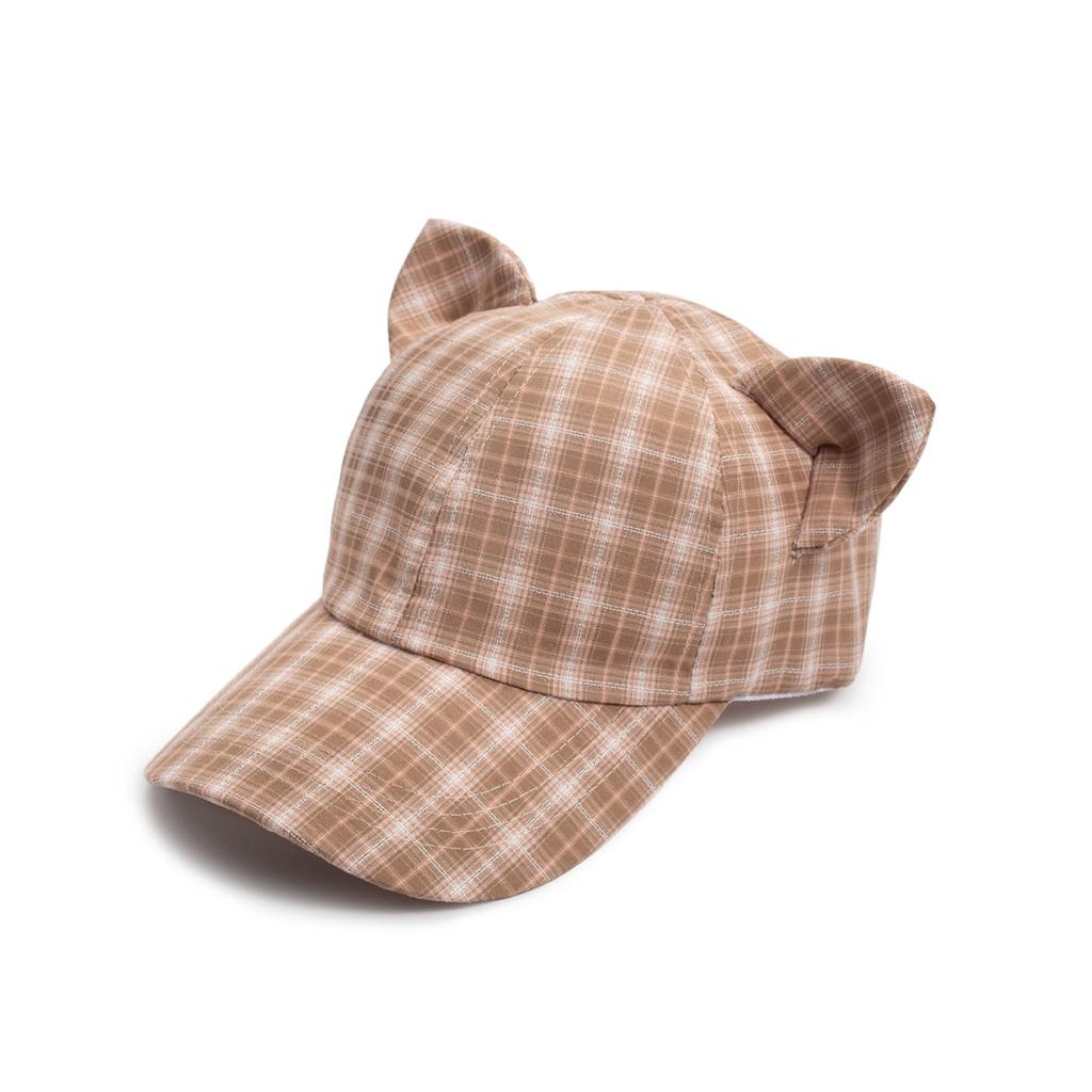 New outdoor fashion casual versatile face small visor cap cap plaid cat ears baseball cap women