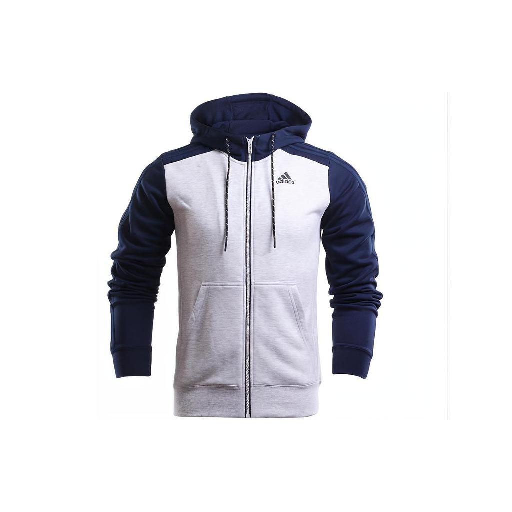 Adidas Color Block Logo Long Sleeve Hooded Jacket Men Jackets Navy-Blue AK1749