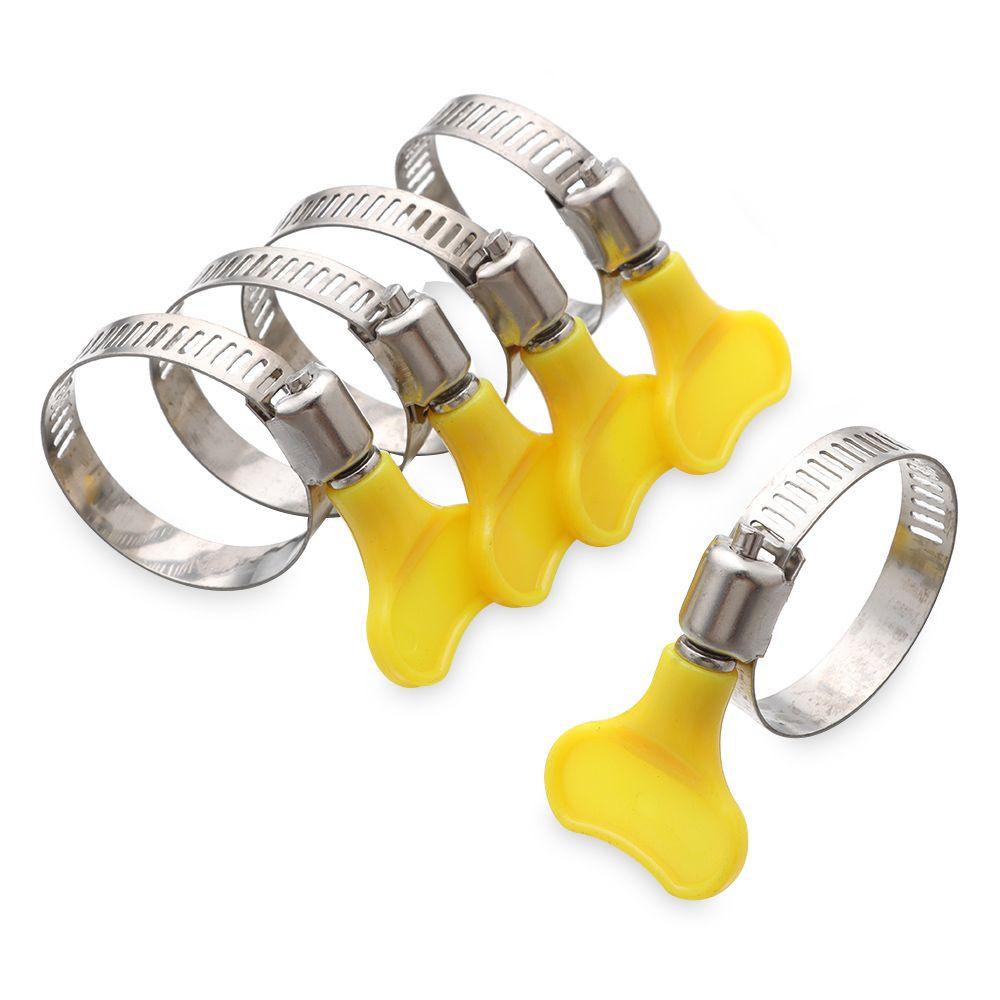 5Pcs Stainless Steel Handle Hose Clamp T Bolt Circular Air Water Pipe Gas Exhaust Hose Clip Welding Sealing Powerful Fasteners