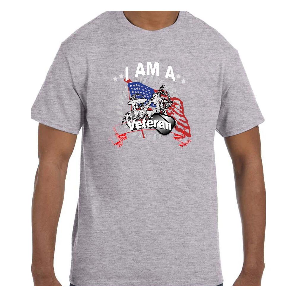 Patriotic I Am A Veteran American Flag T shirt S