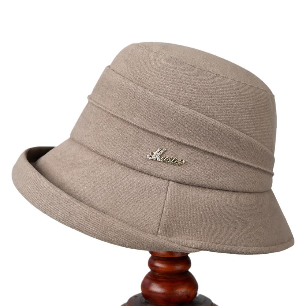 Woolen Bucket Hat Female Ji British Retro Style Mother Hat Big Brim Curling Shows Washbasin Hat Tide