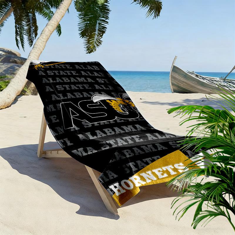 Alabama State Hornets Print Beach Towel, Large Soft Quick Dry Towel for Beach Camping Swimming