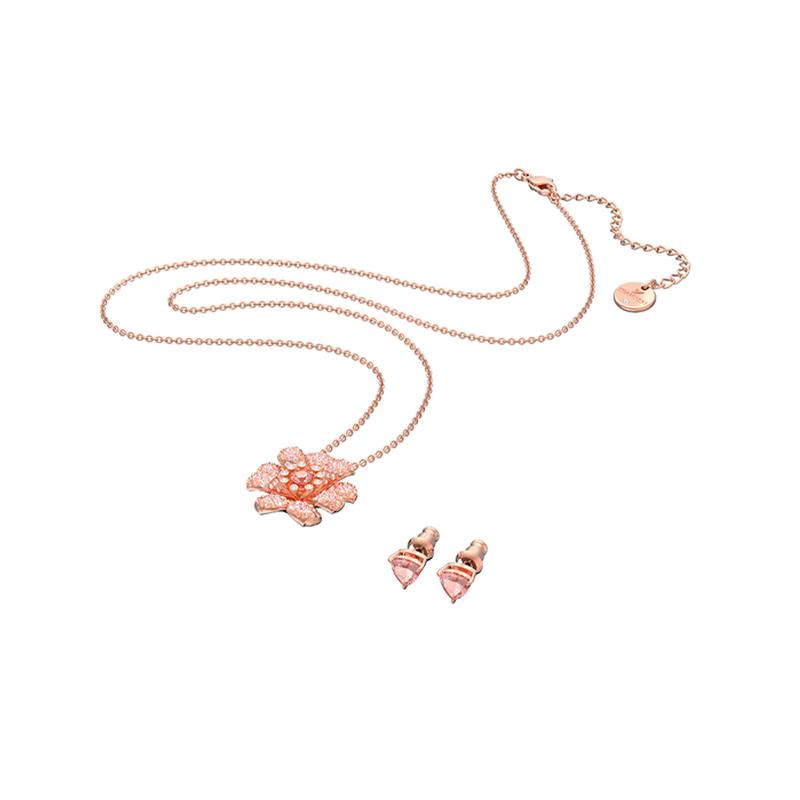 Swarovski Connexus Heart Lotus Lotus Shape Two-piece Set Gold-plated Necklace Women s Style 5615360 золотой